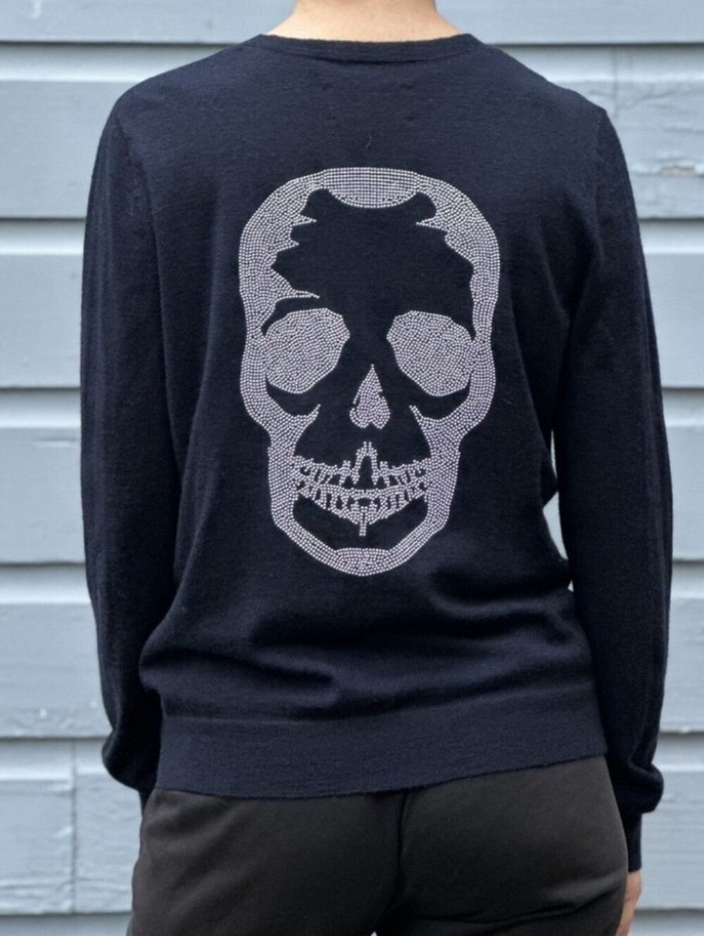 Zadig & Voltaire Navy Merino Wool Skull Sweater Small